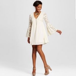 Lace Peasant Boho Trumpet Sleeve Gauzy Tunic